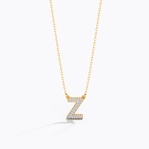 Dazzle Alphabet Z Diamond Necklace Diamond Necklaces 14 Karat Yellow Gold Dazzle Alphabet Z Diamond Necklace