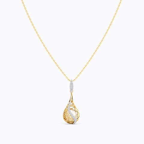Jisha Ornate Pearl Necklace Diamond,Gemstone Necklaces 14 Karat Yellow Gold Jisha Ornate Pearl Necklace