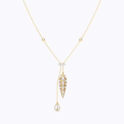 Breezy Pearl Necklace Diamond,Gemstone Necklaces 18 Karat Yellow Gold Breezy Pearl Necklace