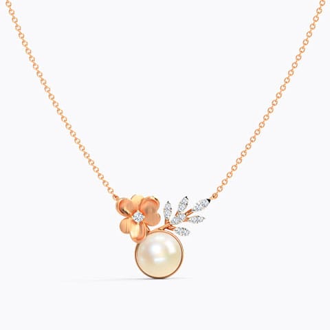 Periwinkle Pearl Diamond Necklace Diamond,Gemstone Necklaces 14 Karat Rose Gold Periwinkle Pearl Diamond Necklace