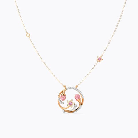 Adorable Sakura Gemstone Necklace Diamond,Gemstone Necklaces 14 Karat Rose Gold Adorable Sakura Gemstone Necklace