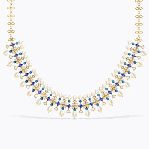 Zerah Majestic Pearl Necklace Diamond,Gemstone Necklaces 18 Karat Yellow Gold Zerah Majestic Pearl Necklace