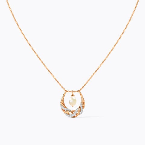 Ainara Pearl Necklace Diamond,Gemstone Necklaces 14 Karat Rose Gold Ainara Pearl Necklace