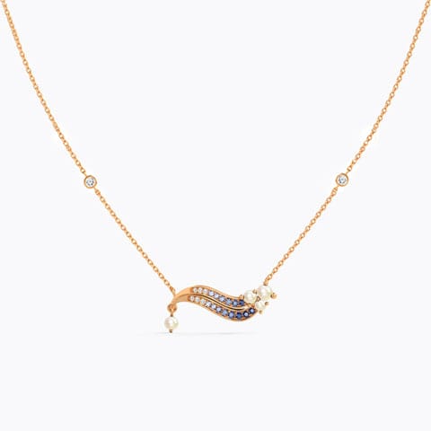 Genova Wave Gemstone Necklace Diamond,Gemstone Necklaces 14 Karat Rose Gold Genova Wave Gemstone Necklace