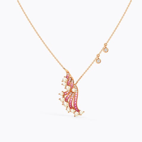 Genaya Ripple Gemstone Necklace Diamond,Gemstone Necklaces 14 Karat Rose Gold Genaya Ripple Gemstone Necklace