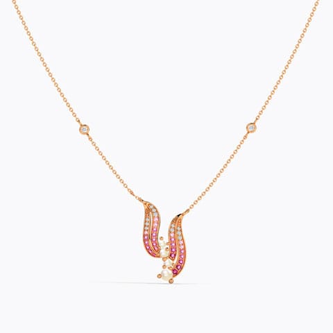 Naia Flowing Gemstone Necklace Diamond,Gemstone Necklaces 14 Karat Rose Gold Naia Flowing Gemstone Necklace