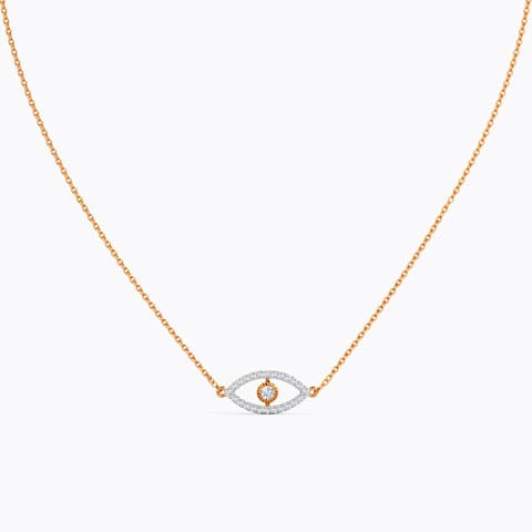 Stately Evil Eye Diamond Necklace Diamond Necklaces 14 Karat Rose Gold Stately Evil Eye Diamond Necklace