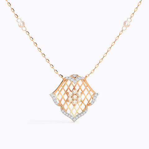 Beatrix Regal Pearl Necklace Diamond,Gemstone Necklaces 14 Karat Rose Gold Beatrix Regal Pearl Necklace