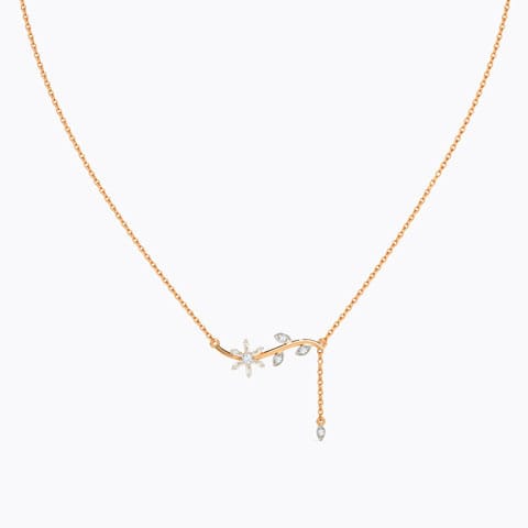 Blossomy Baguette Diamond Necklace Diamond Necklaces 14 Karat Rose Gold Blossomy Baguette Diamond Necklace