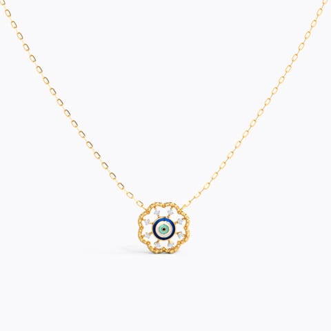 Flowering Evil Eye Diamond Necklace Diamond Necklaces 14 Karat Yellow Gold Flowering Evil Eye Diamond Necklace