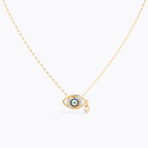 Modish Evil Eye Pearl Necklace Diamond,Gemstone Necklaces 14 Karat Yellow Gold Modish Evil Eye Pearl Necklace