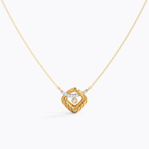 Cushion Croissant Diamond Necklace Diamond Necklaces 14 Karat Yellow Gold Cushion Croissant Diamond Necklace
