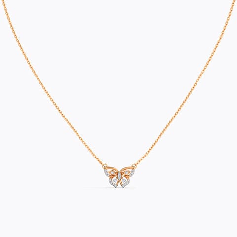 Fluttering Papillon Diamond Necklace Diamond Necklaces 14 Karat Rose Gold Fluttering Papillon Diamond Necklace