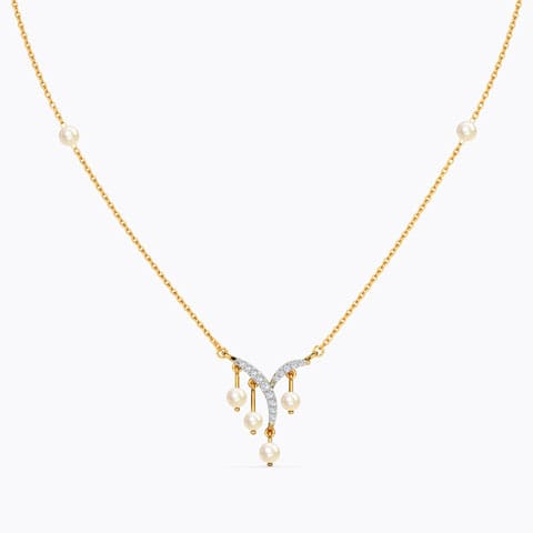 Sariah Radiant Pearl Necklace Diamond,Gemstone Necklaces 14 Karat Yellow Gold Sariah Radiant Pearl Necklace