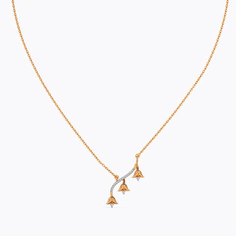 Trendy Tulip Diamond Necklace Diamond Necklaces 14 Karat Rose Gold Trendy Tulip Diamond Necklace