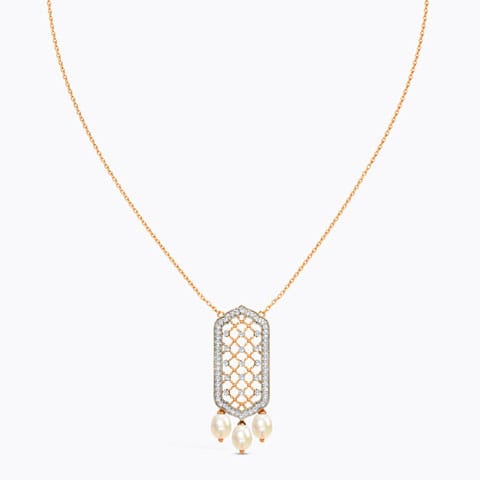 Afra Pearl Necklace Diamond,Gemstone Necklaces 14 Karat Rose Gold Afra Pearl Necklace