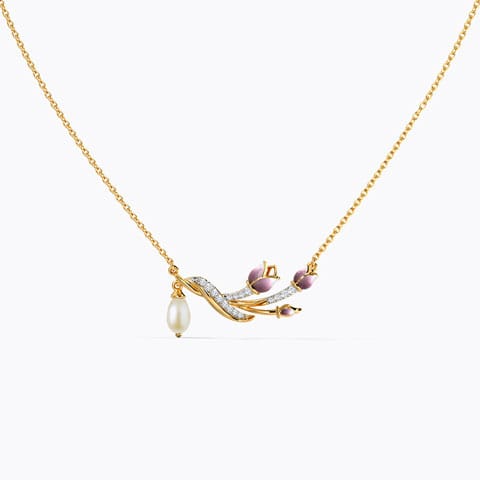 Oleria Tulip Pearl Necklace Diamond,Gemstone Necklaces 18 Karat Yellow Gold Oleria Tulip Pearl Necklace
