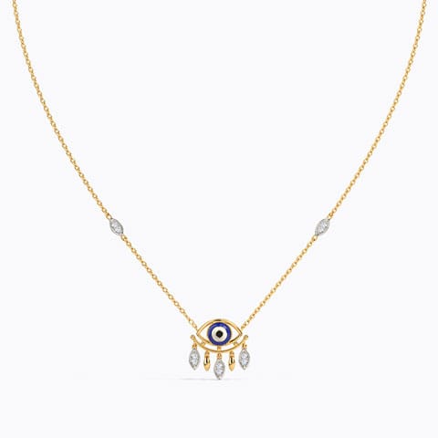 Chic Evil Eye Diamond Necklace Diamond Necklaces 14 Karat Yellow Gold Chic Evil Eye Diamond Necklace