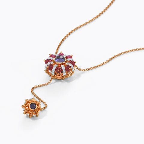 Fairuza Gemstone Necklace Diamond,Gemstone Necklaces 14 Karat Rose Gold Fairuza Gemstone Necklace
