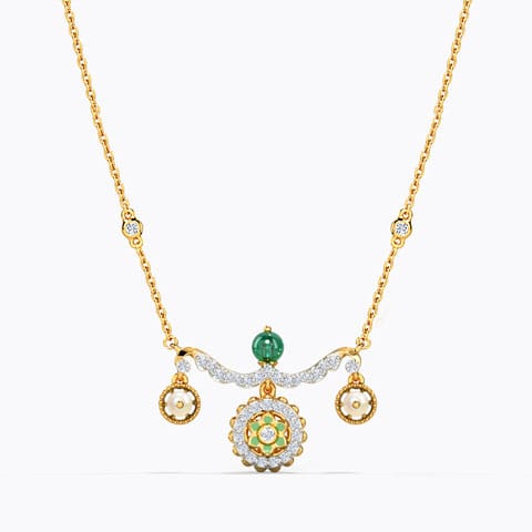 Jaleh Gemstone Necklace Diamond,Gemstone Necklaces 14 Karat Yellow Gold Jaleh Gemstone Necklace
