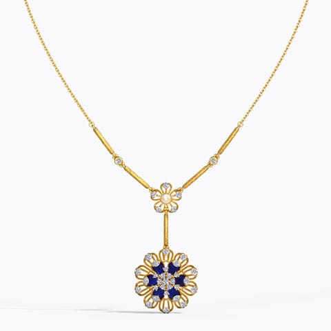 Feroza Diamond Necklace Diamond,Gemstone Necklaces 14 Karat Yellow Gold Feroza Diamond Necklace