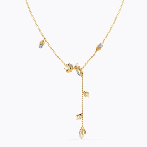Mulani Pearl Necklace Diamond,Gemstone Necklaces 14 Karat Yellow Gold Mulani Pearl Necklace