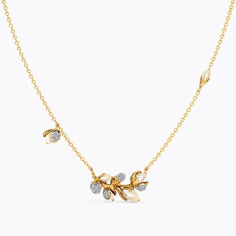 Pearly Twig Necklace Diamond,Gemstone Necklaces 14 Karat Yellow Gold Pearly Twig Necklace