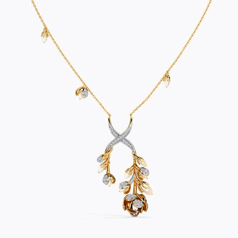 Madesha Pearl Necklace Diamond,Gemstone Necklaces 14 Karat Yellow Gold Madesha Pearl Necklace