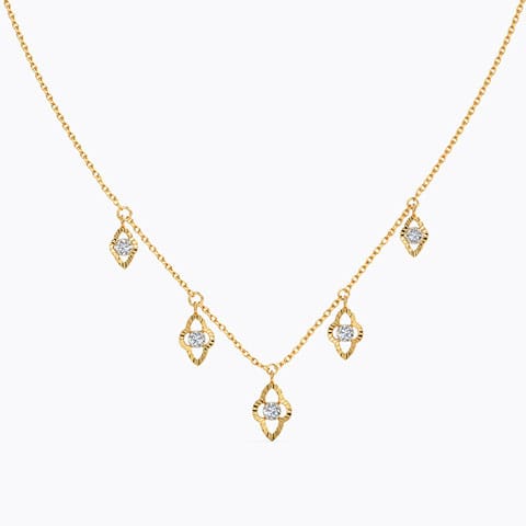 Lantern Station Diamond Necklace Diamond Necklaces 14 Karat Yellow Gold Lantern Station Diamond Necklace