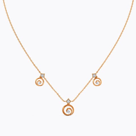 Swirling Station Diamond Necklace Diamond Necklaces 14 Karat Rose Gold Swirling Station Diamond Necklace