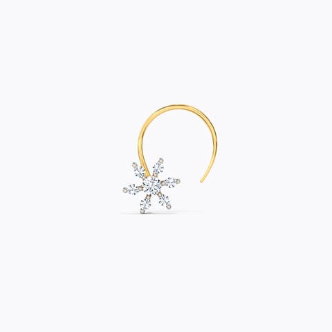 Flower Blossom Diamond Nose Pin Diamond Nose pin 18 Karat Yellow Gold Flower Blossom Diamond Nose Pin
