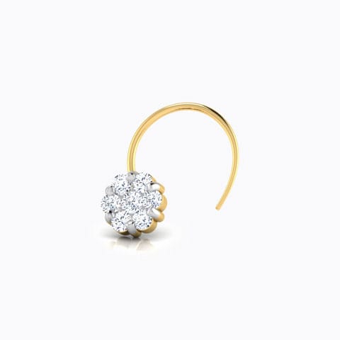 Classic Seven stone Diamond Nose Pin Diamond Nose pin 18 Karat Yellow Gold Classic Seven stone Diamond Nose Pin