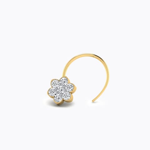Budding Floral Diamond Nose Pin Diamond Nose pin 18 Karat Yellow Gold Budding Floral Diamond Nose Pin