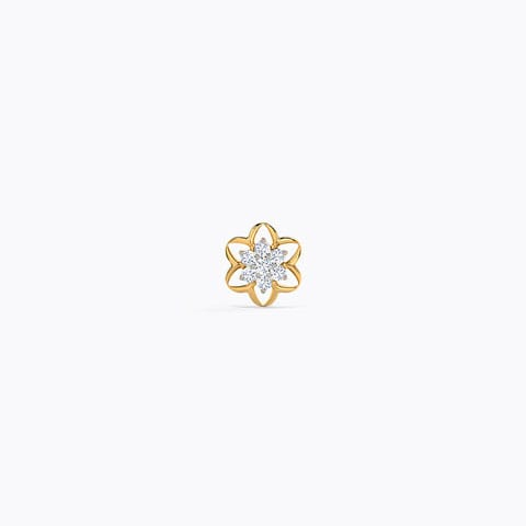 Alka Floral Diamond Nose Pin Diamond Nose pin 18 Karat Yellow Gold Alka Floral Diamond Nose Pin