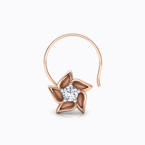 Lily Floret Diamond Nose Pin Diamond Nose pin 18 Karat Rose Gold Lily Floret Diamond Nose Pin