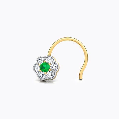Siya Bloom Gemstone Nose Pin Diamond,Gemstone Nose pin 18 Karat Yellow Gold Siya Bloom Gemstone Nose Pin