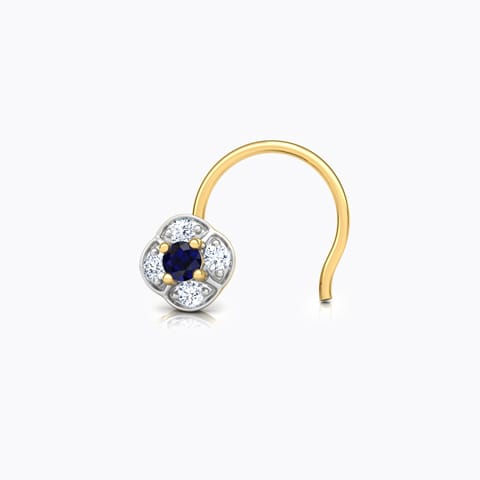 Kinjal Bloom Gemstone Nose Pin Diamond,Gemstone Nose pin 18 Karat Yellow Gold Kinjal Bloom Gemstone Nose Pin