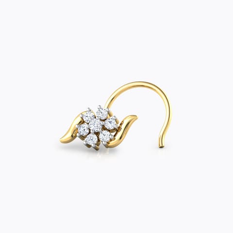 Purva Cluster Diamond Nose Pin Diamond Nose pin 18 Karat Yellow Gold Purva Cluster Diamond Nose Pin