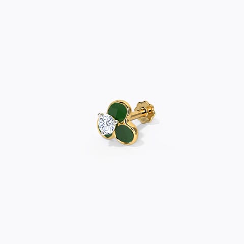 Gauhar Detachable Gemstone Nose Pin Diamond Nose pin 14 Karat Yellow Gold Gauhar Detachable Gemstone Nose Pin
