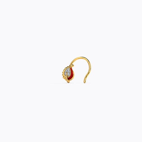 Petite Pasiley Nose Pin Diamond Nose pin 14 Karat Yellow Gold Petite Pasiley Nose Pin