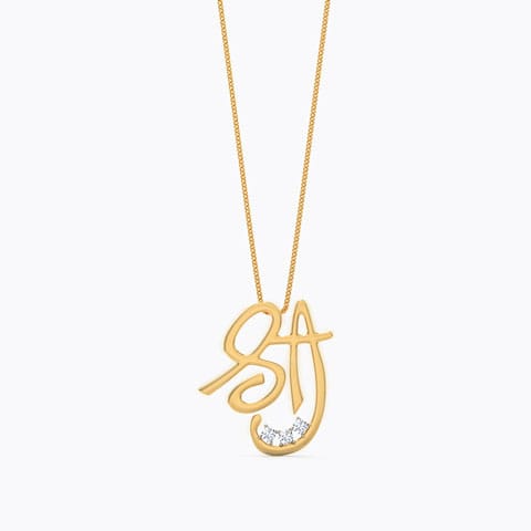 Shri Diamond Pendant Diamond Pendants 18 Karat Yellow Gold Shri Diamond Pendant