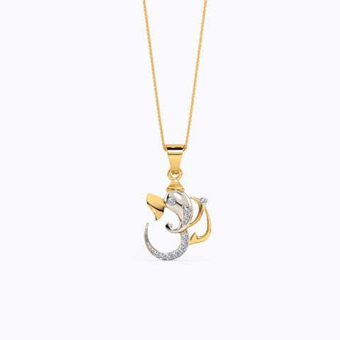 Ganesh OM Diamond Pendant Diamond Pendants 18 Karat Yellow Gold Ganesh OM Diamond Pendant