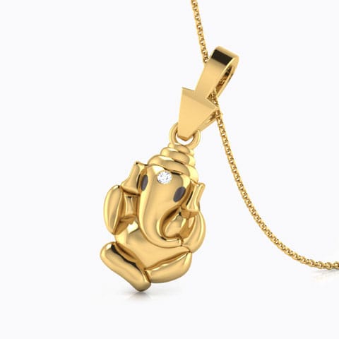 Classic Ganesha Diamond Pendant Diamond Pendants 18 Karat Yellow Gold Classic Ganesha Diamond Pendant