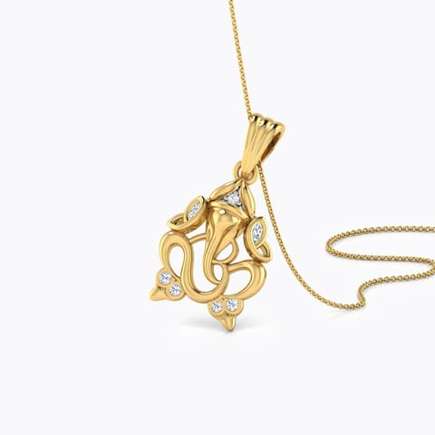 Om Ganesha Diamond Pendant Diamond Pendants 18 Karat Yellow Gold Om Ganesha Diamond Pendant