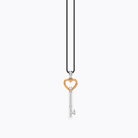 Key to My Heart Diamond Pendant Diamond Pendants 18 Karat Two Tone Gold Key to My Heart Diamond Pendant