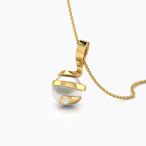 Glisse Pearl Pendant Diamond,Gemstone Pendants 18 Karat Yellow Gold Glisse Pearl Pendant