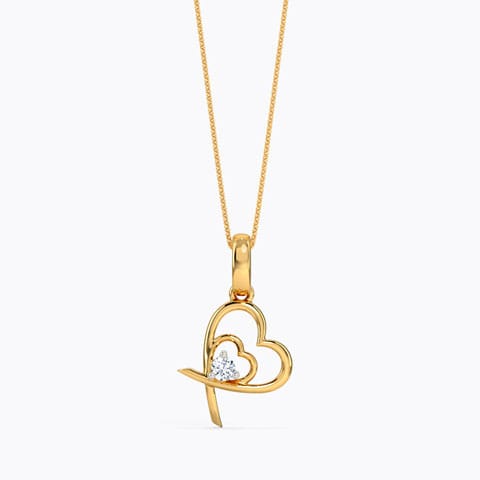 Duo Diamond Heart Pendant Diamond Pendants 18 Karat Yellow Gold Duo Diamond Heart Pendant