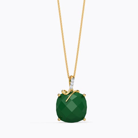 Checkered Cushion Gemstone Pendant Diamond,Gemstone Pendants 18 Karat Yellow Gold Checkered Cushion Gemstone Pendant