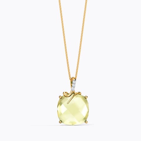 Checkered Cushion Gemstone Pendant Diamond,Gemstone Pendants 18 Karat Yellow Gold Checkered Cushion Gemstone Pendant