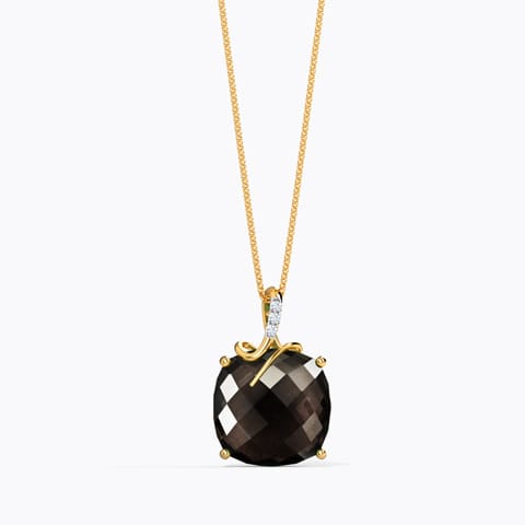 Checkered Cushion Gemstone Pendant Diamond,Gemstone Pendants 18 Karat Yellow Gold Checkered Cushion Gemstone Pendant